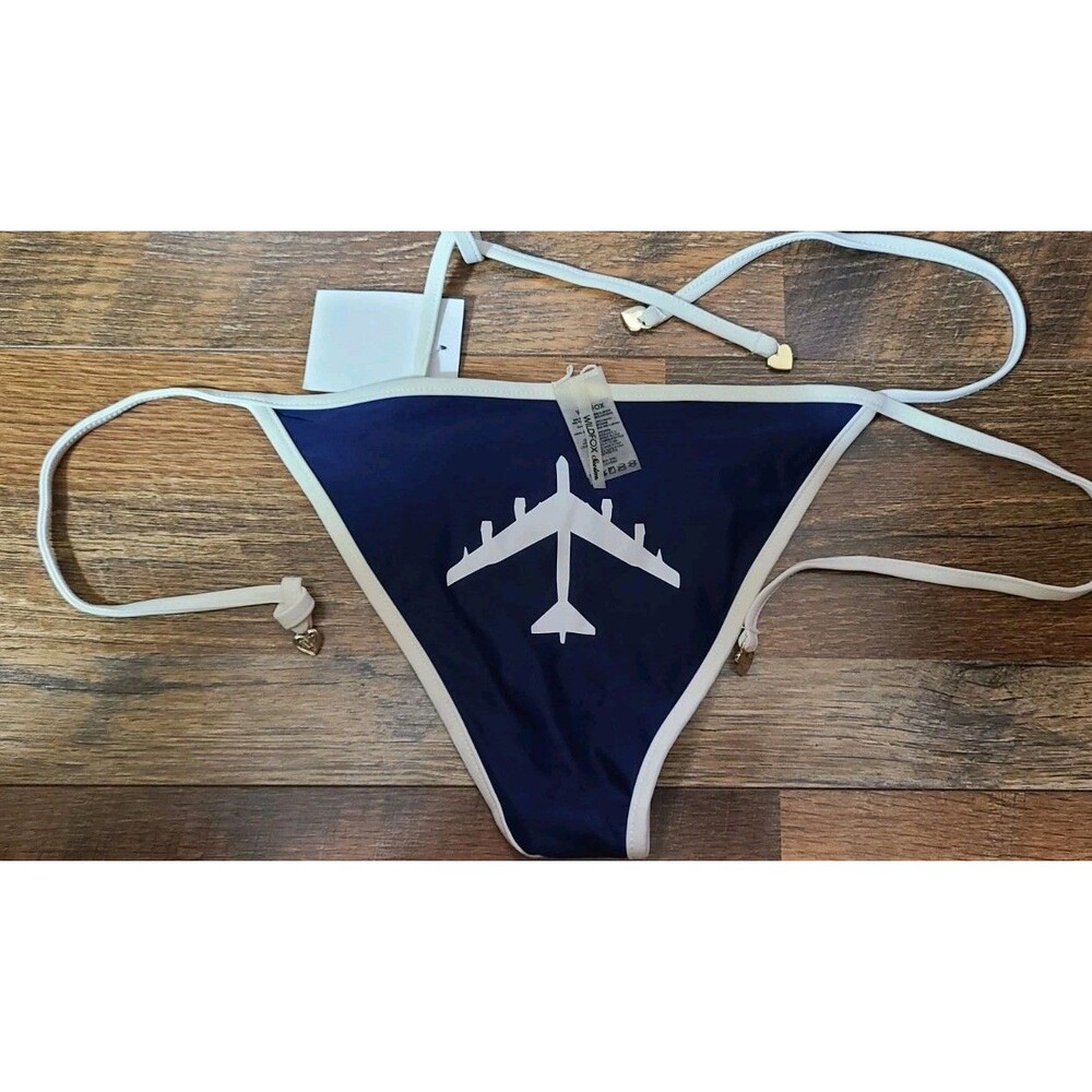 Wildfox Pink & White Blue Airplane Womens Bikini Bottom Made In Itay Ps NWOT